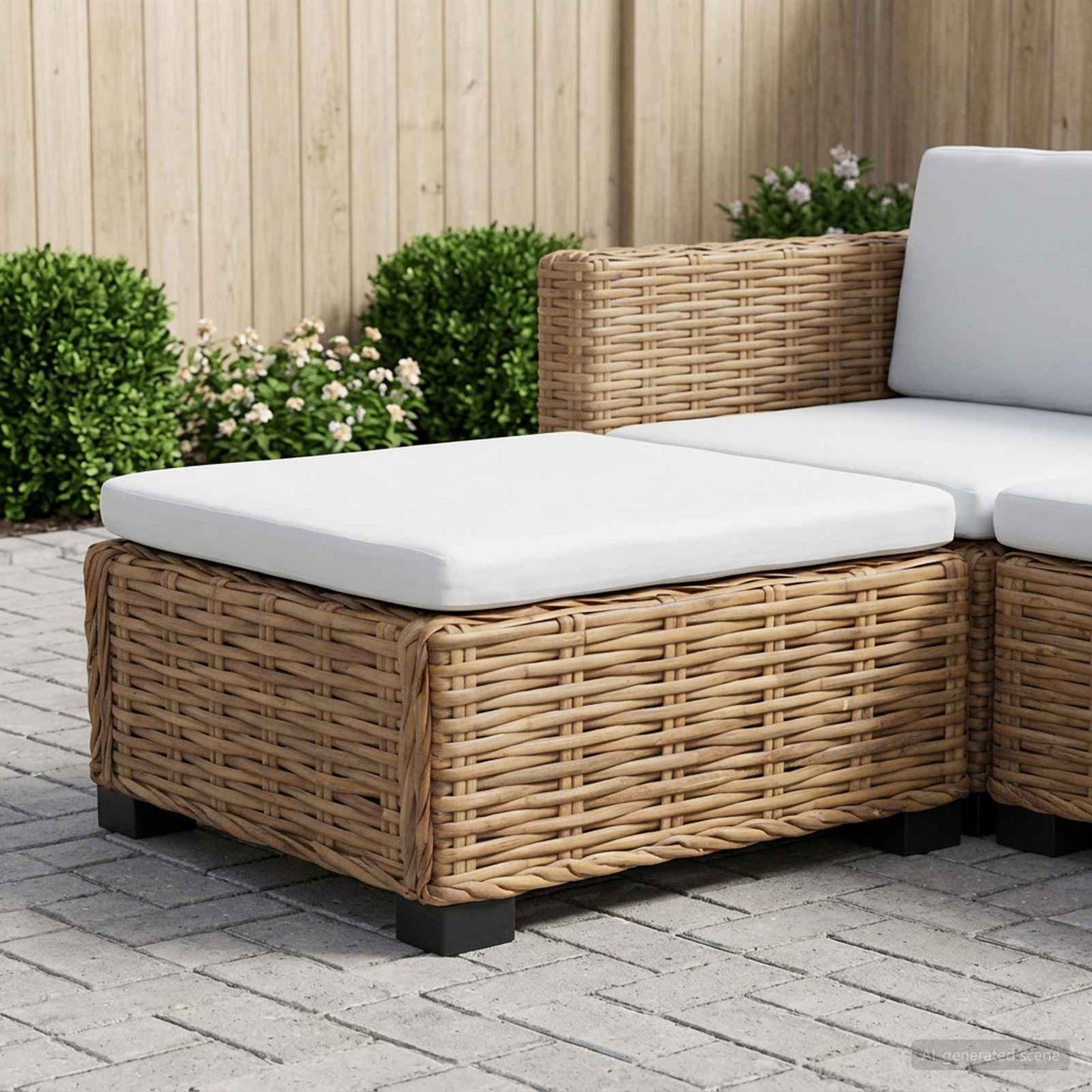 vidaXL Footrest with Cushion GENDT Natural Rattan Natural