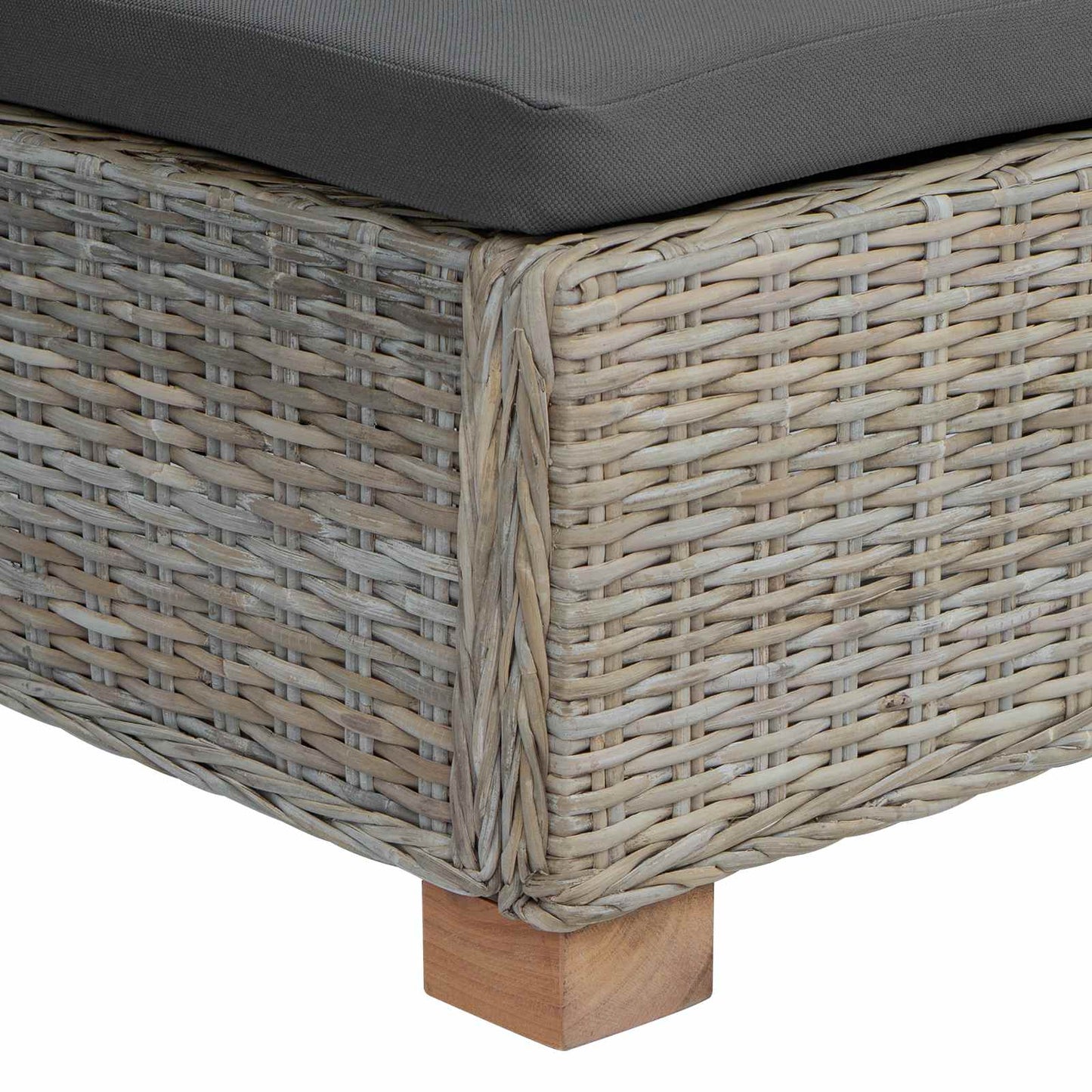 vidaXL Footrest with Cushion GENDT Natural Rattan Kubu Grey