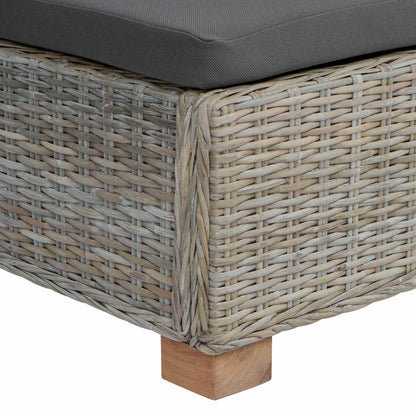 vidaXL Footrest with Cushion GENDT Natural Rattan Kubu Grey