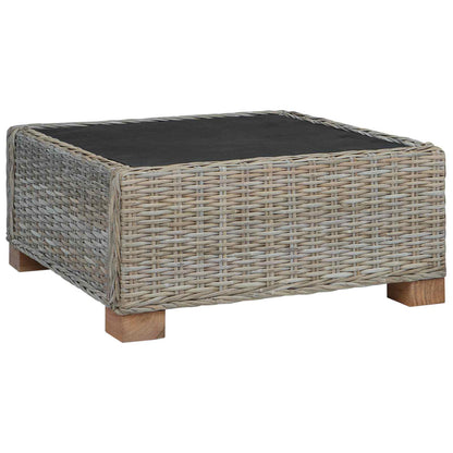 vidaXL Footrest with Cushion GENDT Natural Rattan Kubu Grey