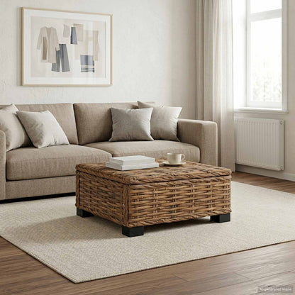 vidaXL Coffee Table GENDT Natural Rattan Natural 67 x 60 x 30 cm