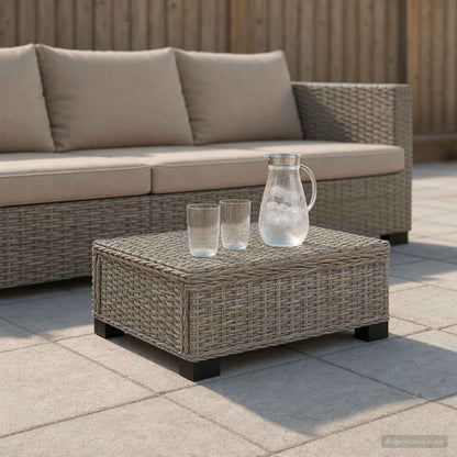vidaXL Coffee Table GENDT Natural Rattan Kubu Grey 67 x 60 x 30 cm