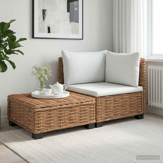 vidaXL 2 pcs Rattan Lounge Set with Cushions GENDT Natural Rattan