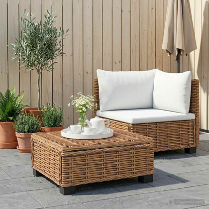 vidaXL 2 pcs Rattan Lounge Set with Cushions GENDT Natural Rattan