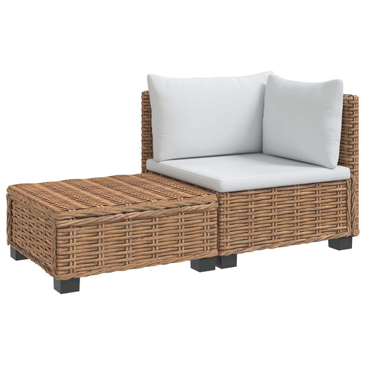 vidaXL 2 pcs Rattan Lounge Set with Cushions GENDT Natural Rattan