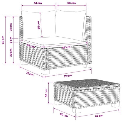 vidaXL 2 pcs Rattan Lounge Set with Cushions GENDT Natural Rattan