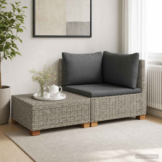 vidaXL 2 pcs Rattan Lounge Set with Cushions GENDT Natural Rattan