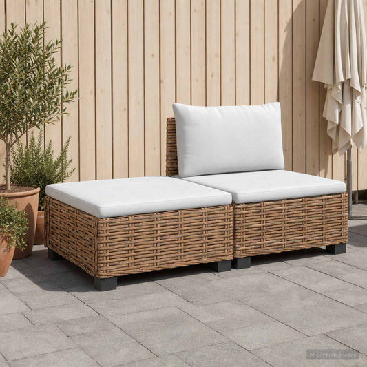 vidaXL 2 pcs Rattan Lounge Set with Cushions GENDT Natural Rattan