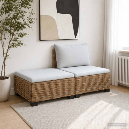 vidaXL 2 pcs Rattan Lounge Set with Cushions GENDT Natural Rattan