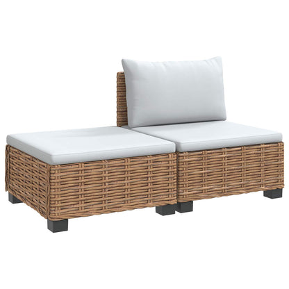 vidaXL 2 pcs Rattan Lounge Set with Cushions GENDT Natural Rattan