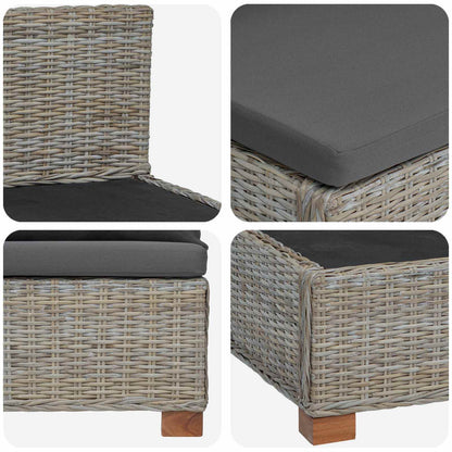 vidaXL 2 pcs Rattan Lounge Set with Cushions GENDT Natural Rattan