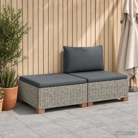 vidaXL 2 pcs Rattan Lounge Set with Cushions GENDT Natural Rattan