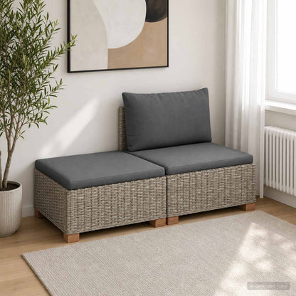 vidaXL 2 pcs Rattan Lounge Set with Cushions GENDT Natural Rattan