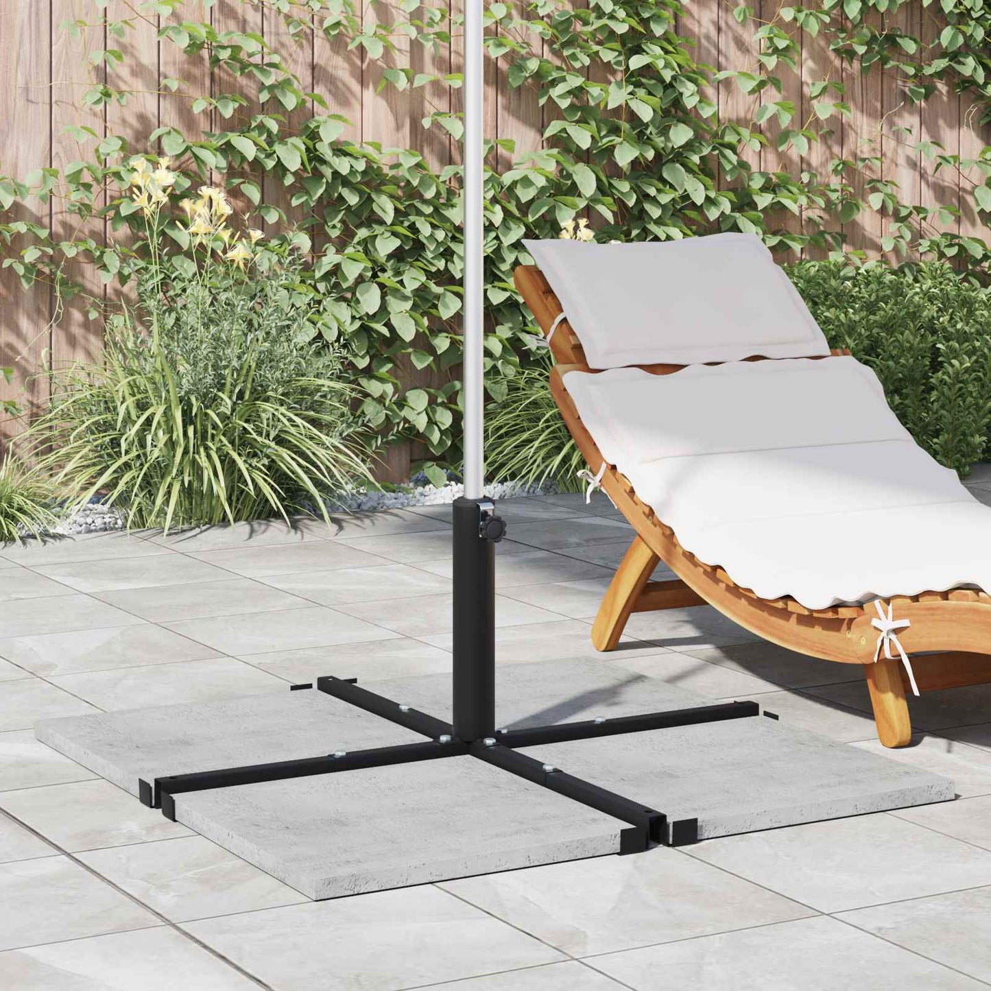 vidaXL Parasol Base Cross Frame Black Steel for 25–50 mm Pole