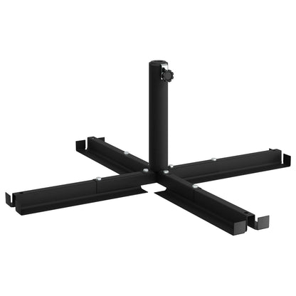 vidaXL Parasol Base Cross Frame Black Steel for 25–50 mm Pole