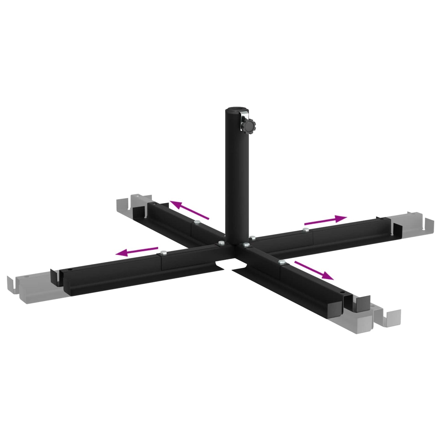 vidaXL Parasol Base Cross Frame Black Steel for 25–50 mm Pole