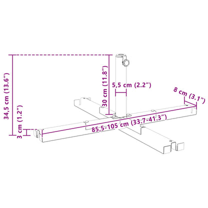 vidaXL Parasol Base Cross Frame Black Steel for 25–50 mm Pole