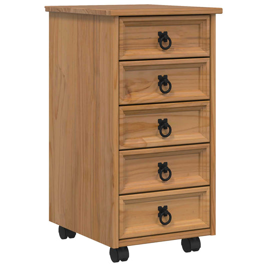 vidaXL Rolling Cabinet with Drawers CORONA Honey Brown