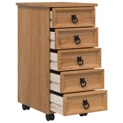 vidaXL Rolling Cabinet with Drawers CORONA Honey Brown