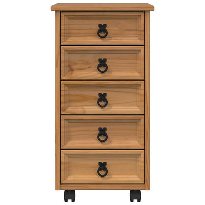 vidaXL Rolling Cabinet with Drawers CORONA Honey Brown