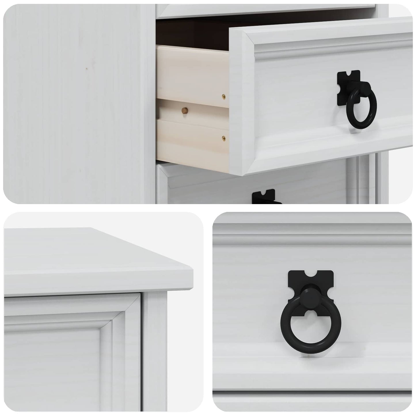vidaXL Rolling Cabinet with Drawers CORONA White