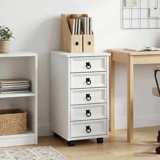 vidaXL Rolling Cabinet with Drawers CORONA White