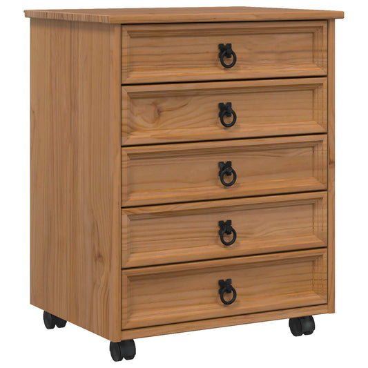 vidaXL Rolling Cabinet with Drawers CORONA Honey Brown