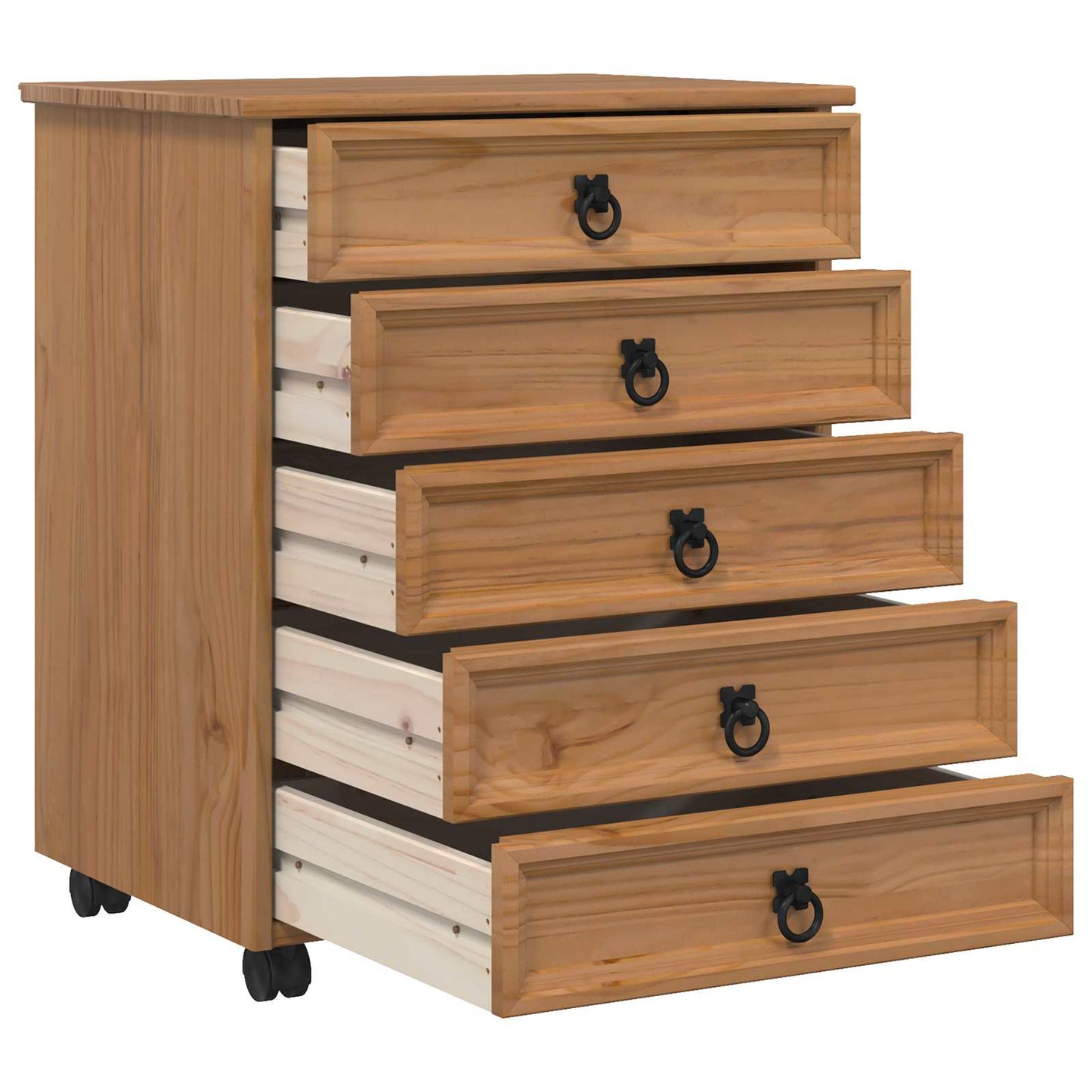vidaXL Rolling Cabinet with Drawers CORONA Honey Brown
