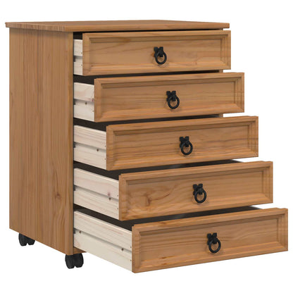 vidaXL Rolling Cabinet with Drawers CORONA Honey Brown