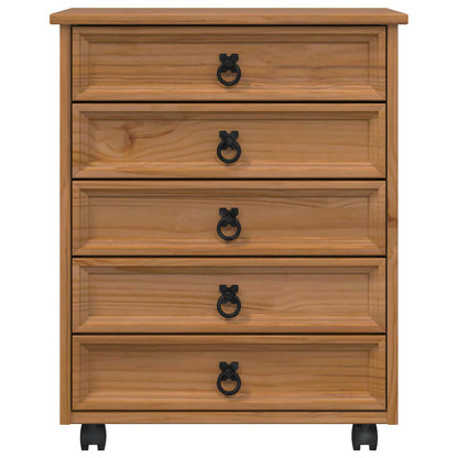 vidaXL Rolling Cabinet with Drawers CORONA Honey Brown