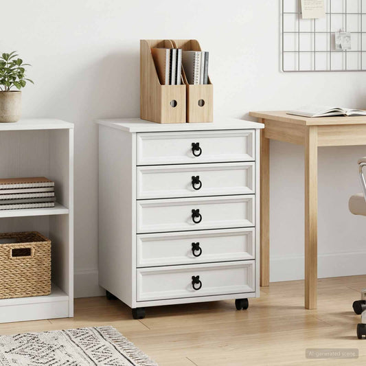 vidaXL Rolling Cabinet with Drawers CORONA White