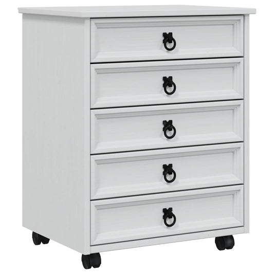 vidaXL Rolling Cabinet with Drawers CORONA White