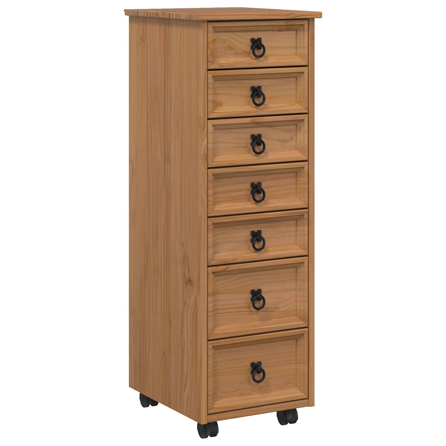 vidaXL Rolling Cabinet with Drawers CORONA Honey Brown