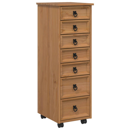 vidaXL Rolling Cabinet with Drawers CORONA Honey Brown