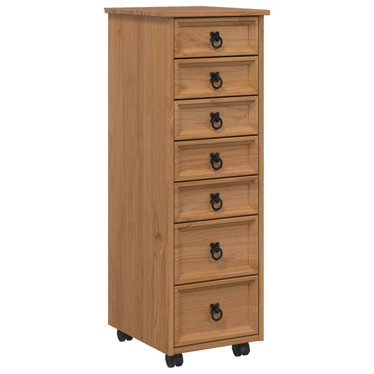 vidaXL Rolling Cabinet with Drawers CORONA Honey Brown