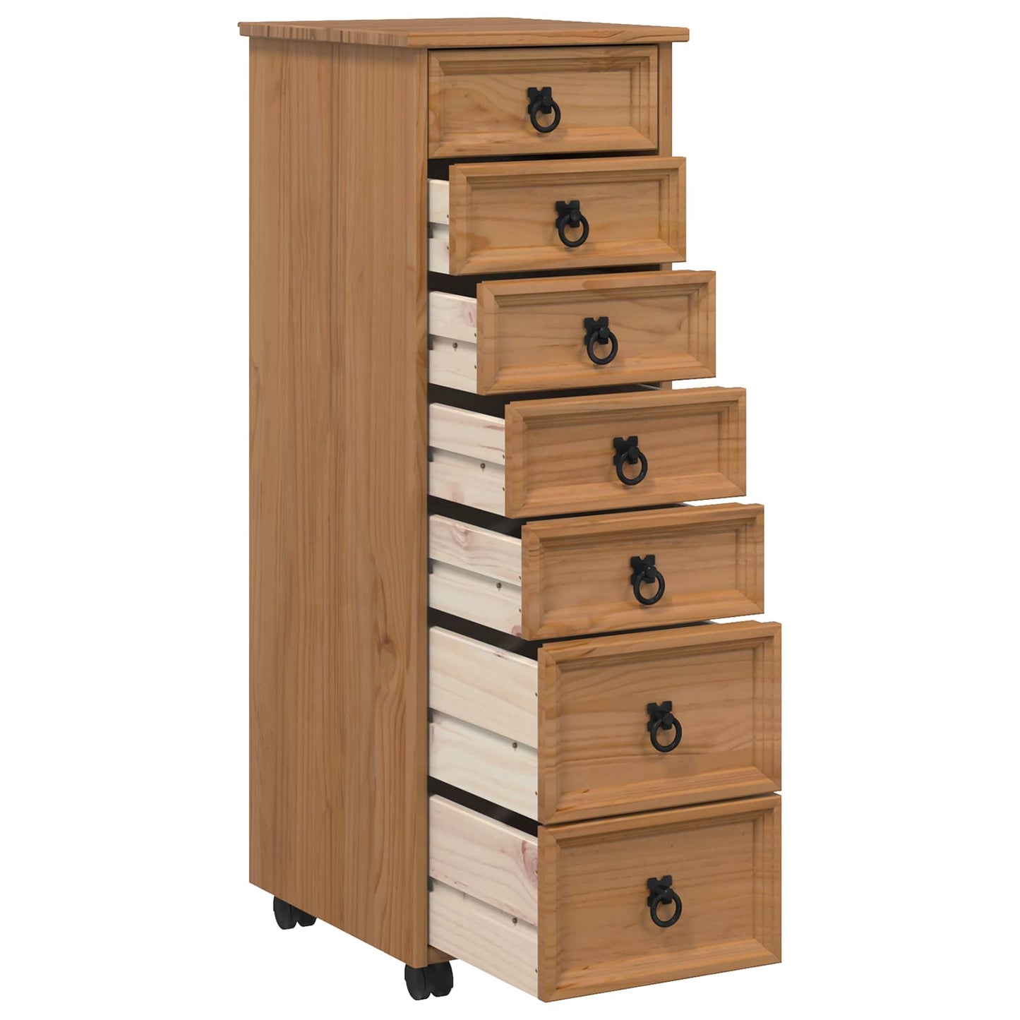 vidaXL Rolling Cabinet with Drawers CORONA Honey Brown