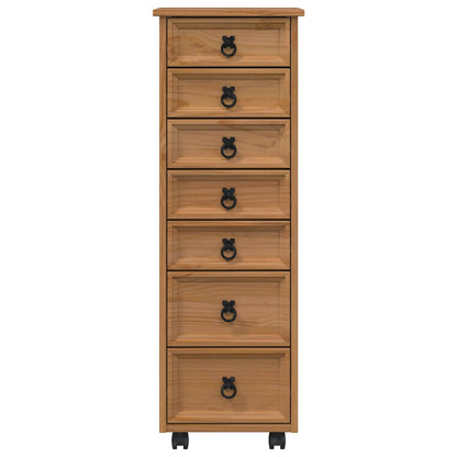 vidaXL Rolling Cabinet with Drawers CORONA Honey Brown