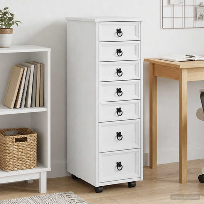 vidaXL Rolling Cabinet with Drawers CORONA White