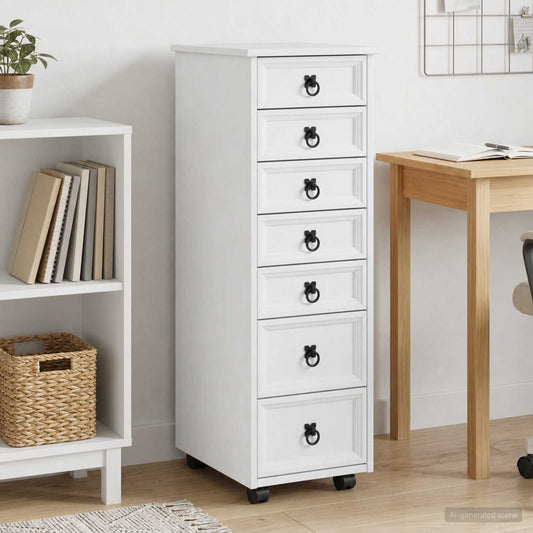 vidaXL Rolling Cabinet with Drawers CORONA White