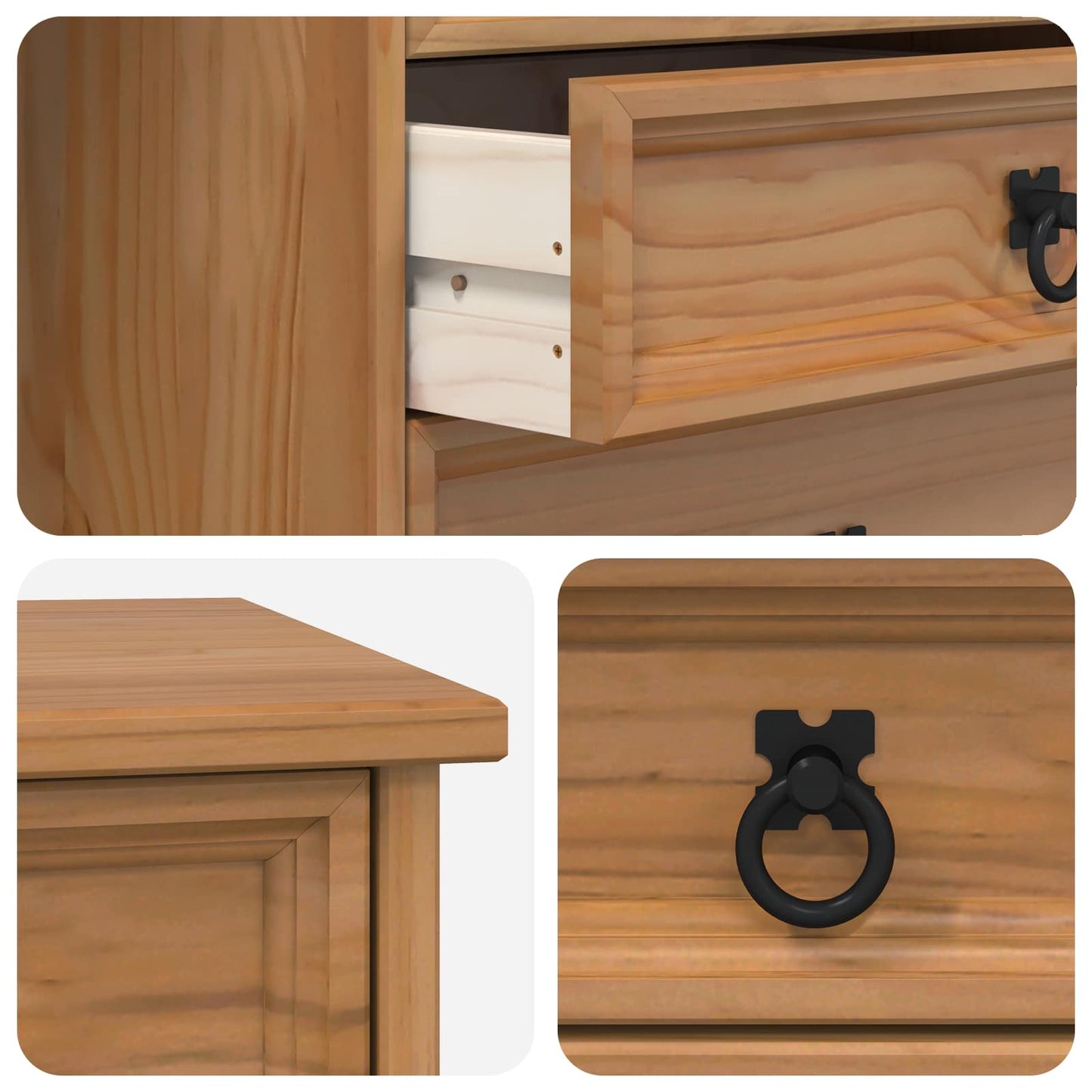 vidaXL Rolling Cabinet with Drawers CORONA Honey Brown