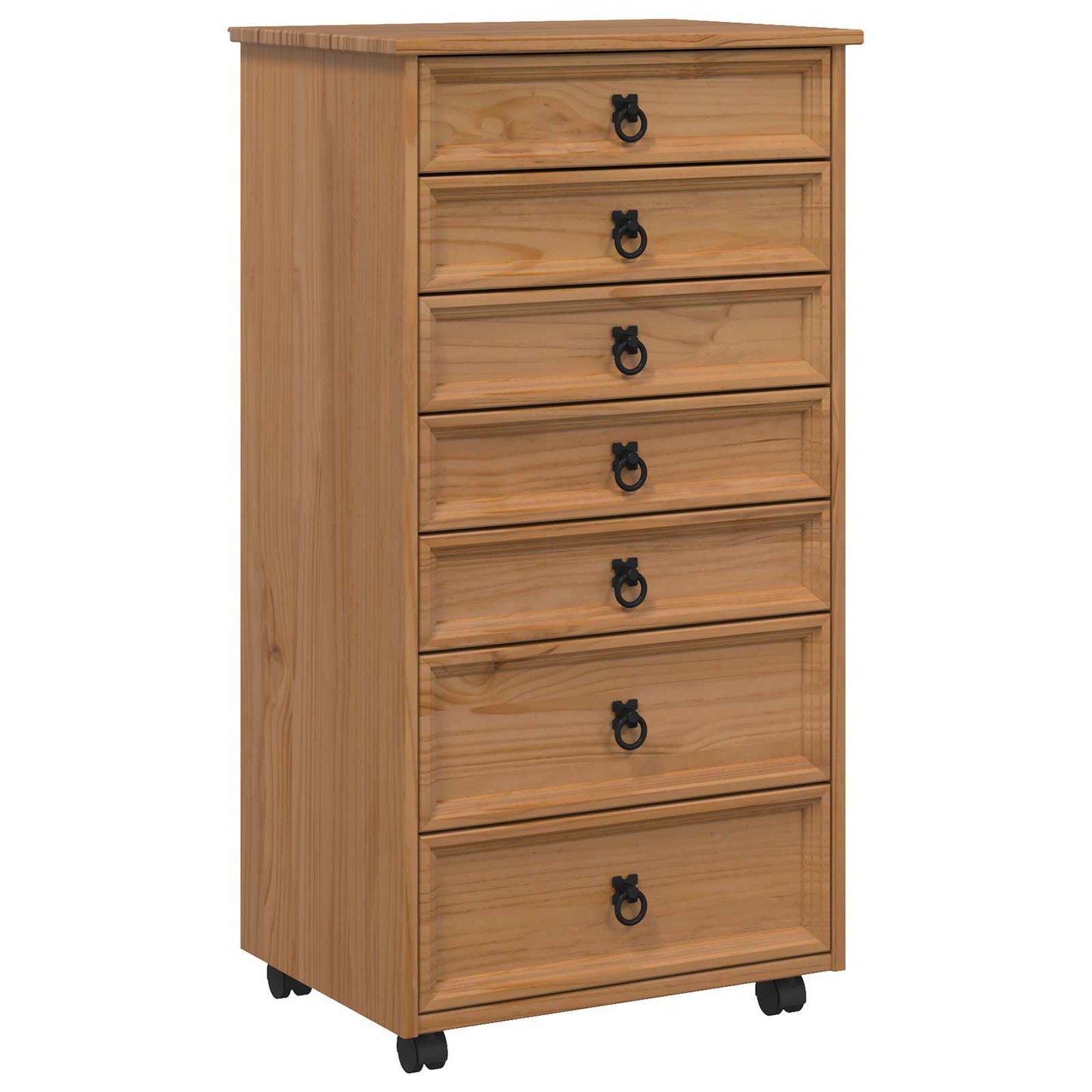 vidaXL Rolling Cabinet with Drawers CORONA Honey Brown