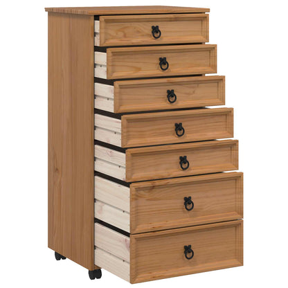 vidaXL Rolling Cabinet with Drawers CORONA Honey Brown
