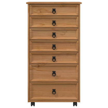 vidaXL Rolling Cabinet with Drawers CORONA Honey Brown