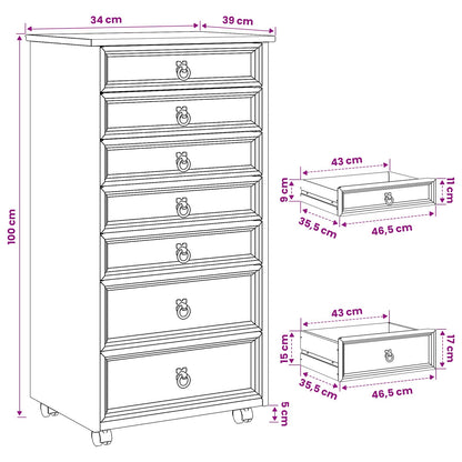 vidaXL Rolling Cabinet with Drawers CORONA Honey Brown