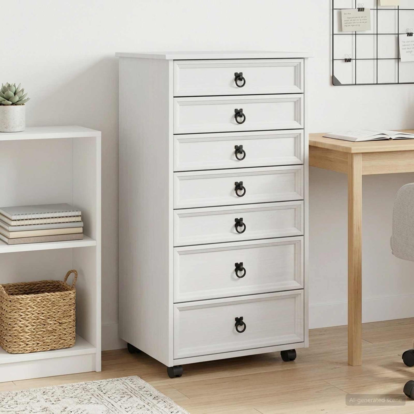 vidaXL Rolling Cabinet with Drawers CORONA White