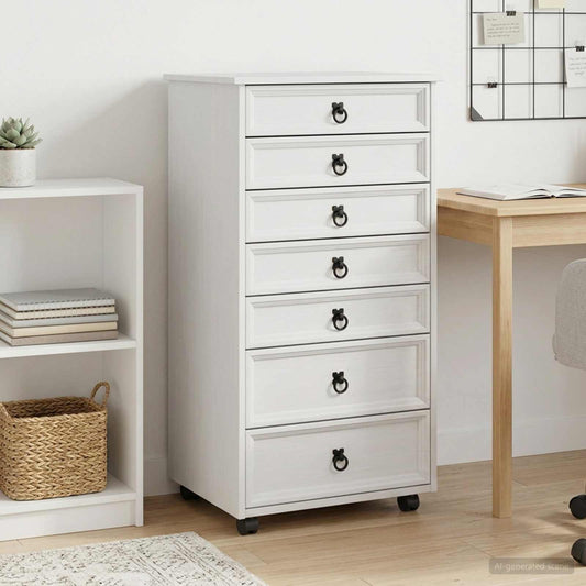 vidaXL Rolling Cabinet with Drawers CORONA White