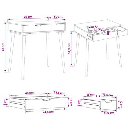 vidaxl Dressing Table FAUSKE White 76 x 50 x 78 cm
