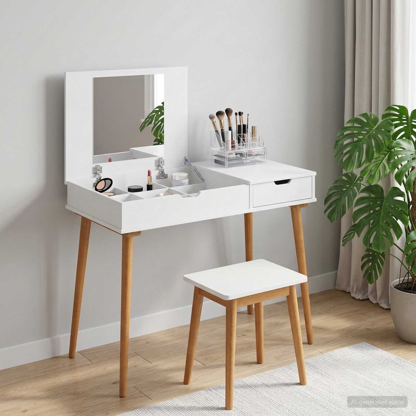 vidaxl Dressing Table FAUSKE White 100 x 50 x 78 cm