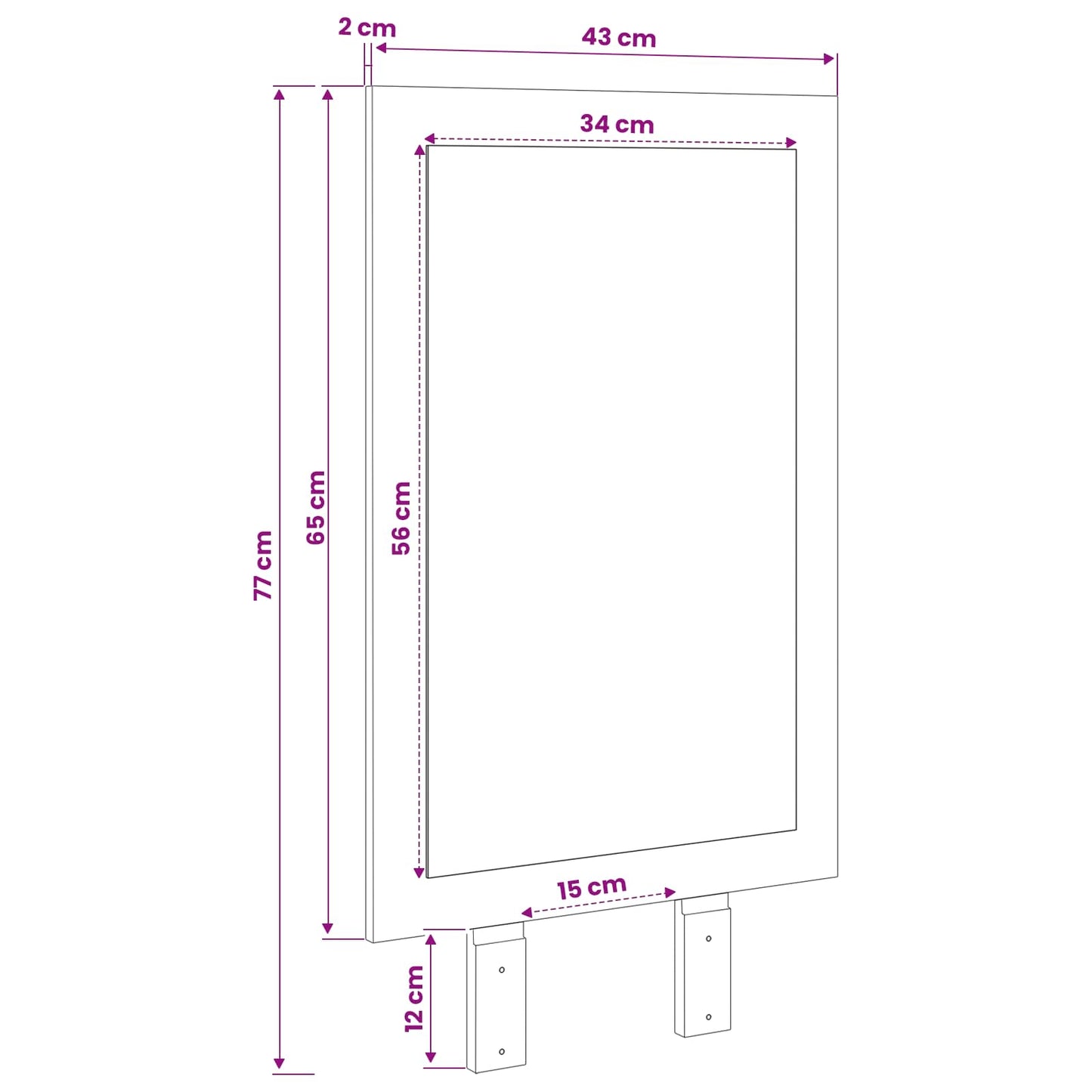 vidaxl Mirror FAUSKE White 43 x 3.5 x 77 cm Rectangular