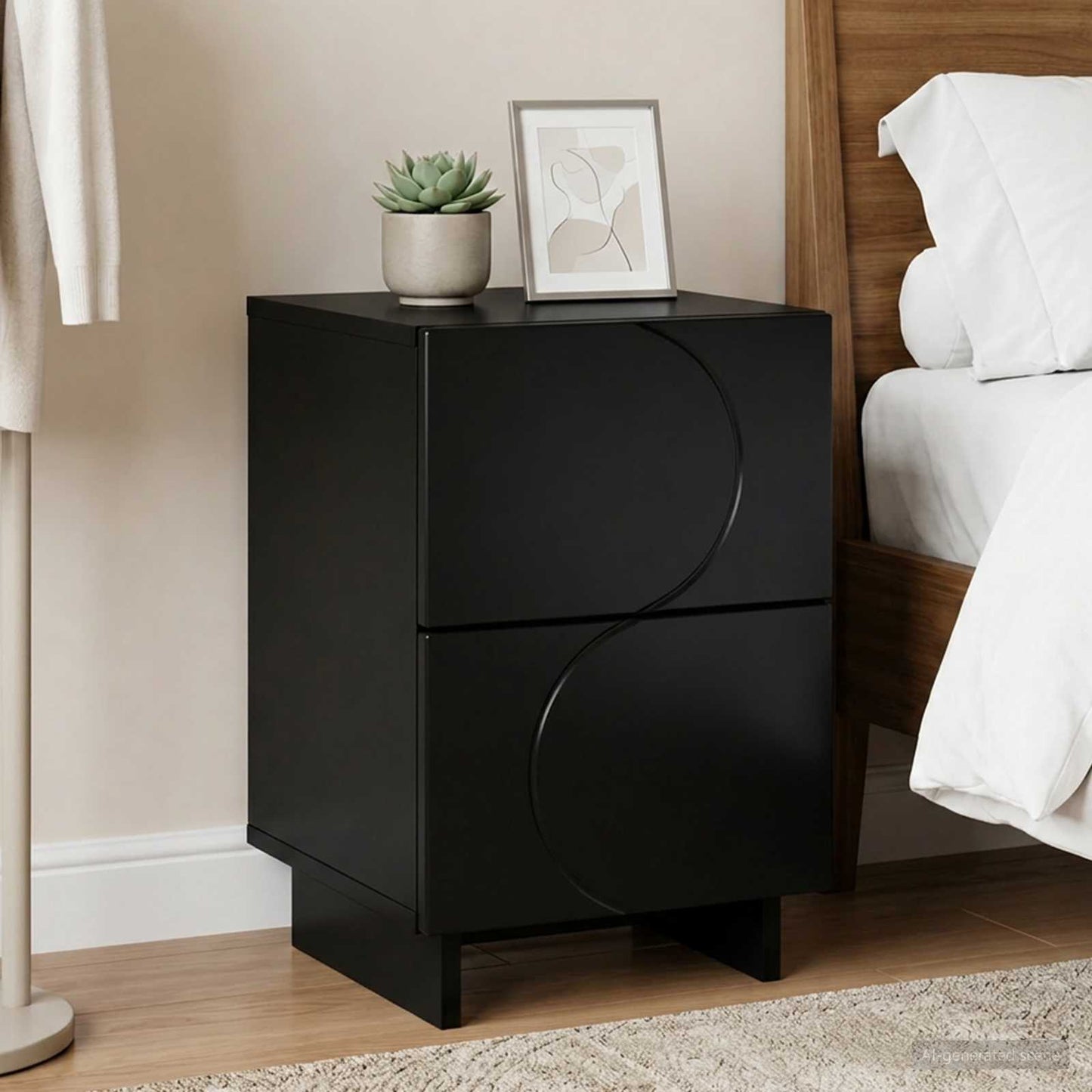 vidaXL Bedside Cabinet Black 33.5 x 34.5 x 50 cm Engineered Wood